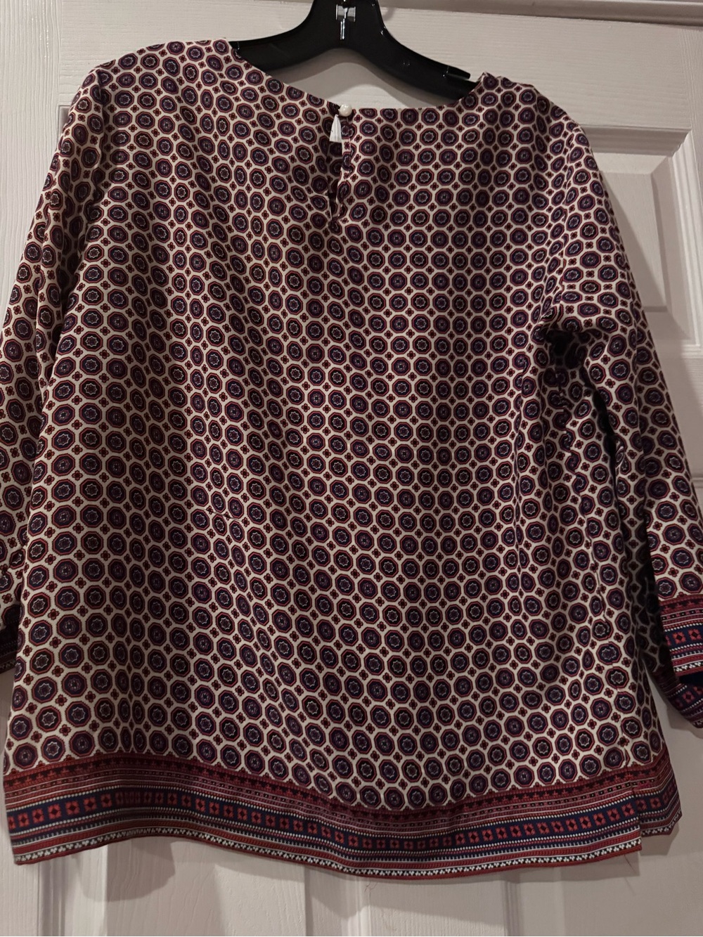 Cynthia Rowley Cream Tunic with Navy and Burgundy Geo Print